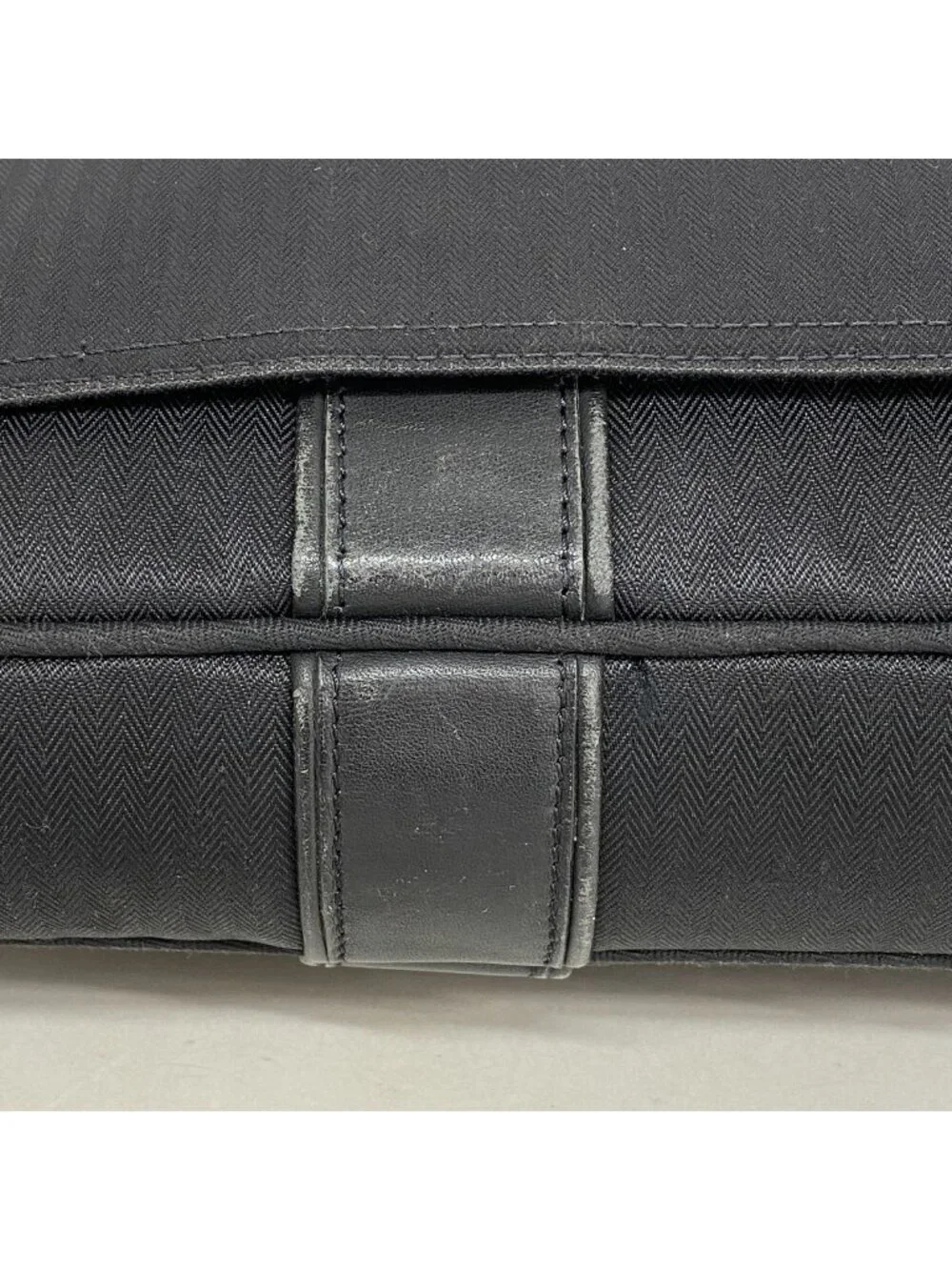 Hermes Business Bag Acapulco Odinatour Toile Chevron Black Silver 2-Way Back
